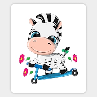 Interesting zebra on a scooter. Magnet